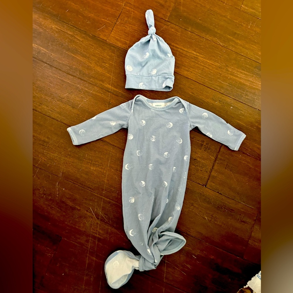Aden + Anis 0-3 months knotted gown and hat